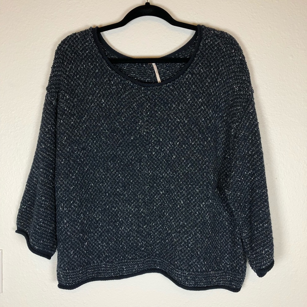 Free People navy white oversized sweater medium